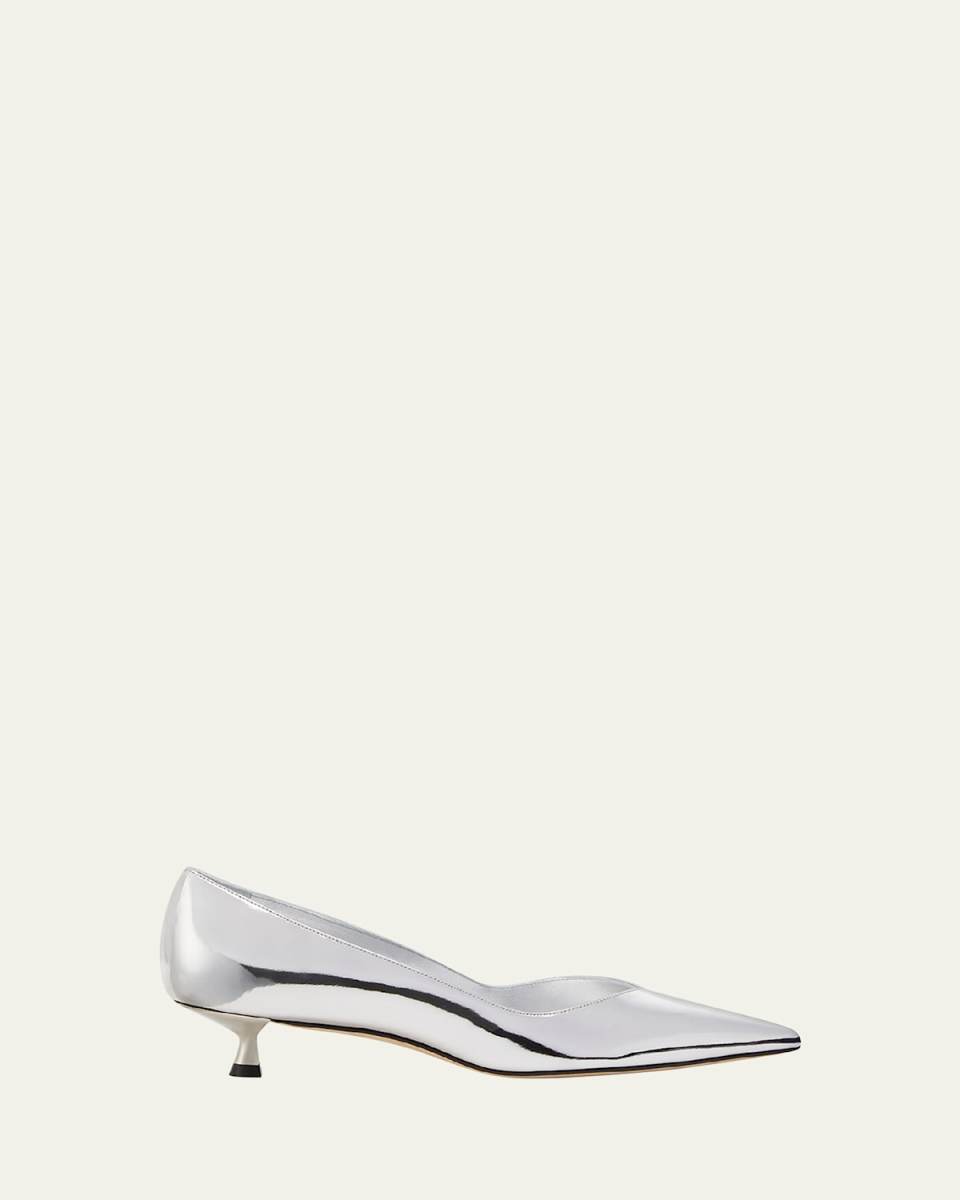 Eva Metallic Kitten-Heel Pumps